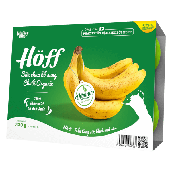 Sữa chua trái cây Hoff Organic Vị Chuối 6x55g (Giao mẫu ngẫu nhiên)