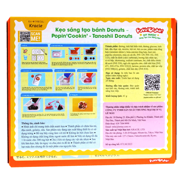 Kẹo sáng tạo bánh Donuts - Popin cookin Tanoshii Donuts New