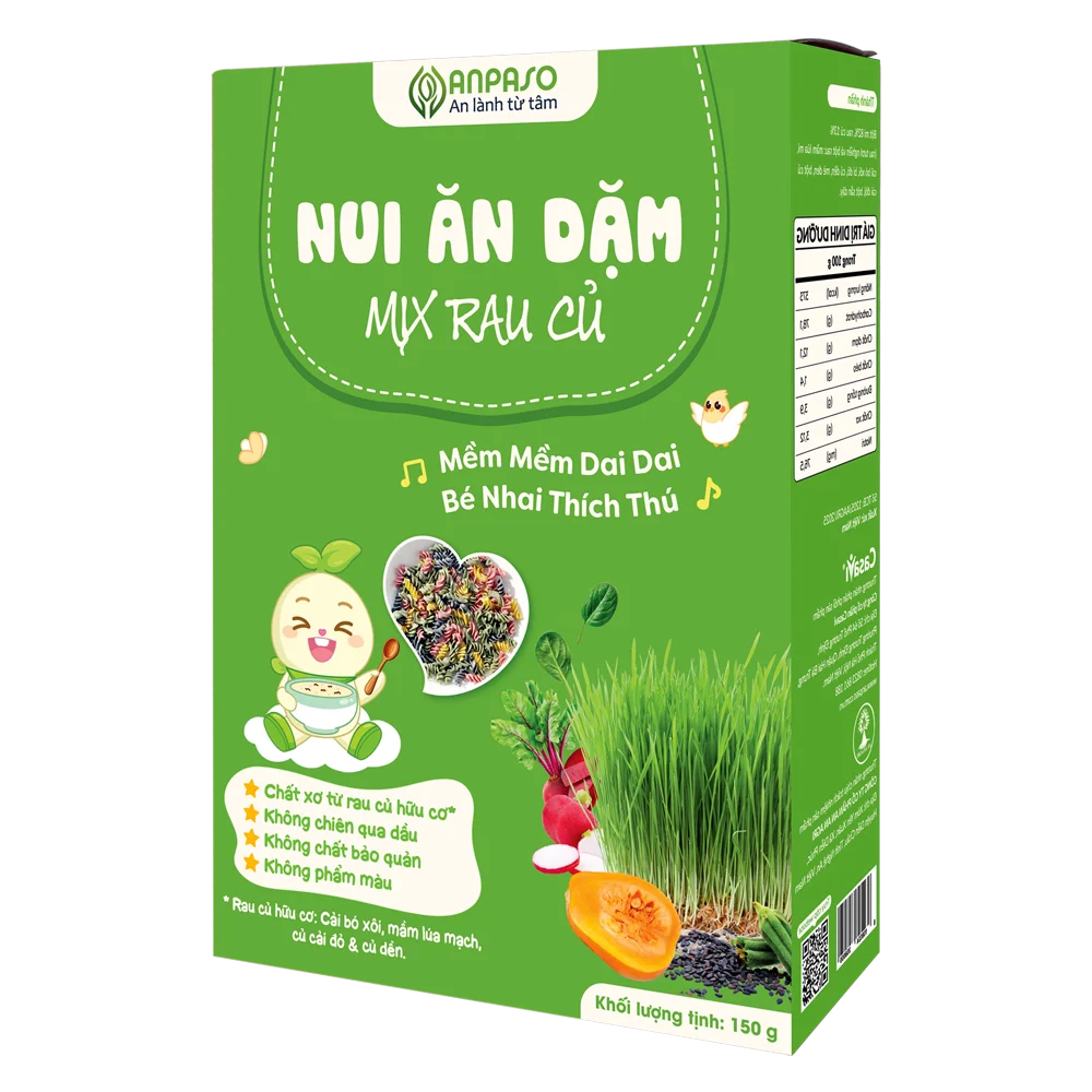 Combo 2 Nui ăn dặm mix rau củ Anpaso 150g