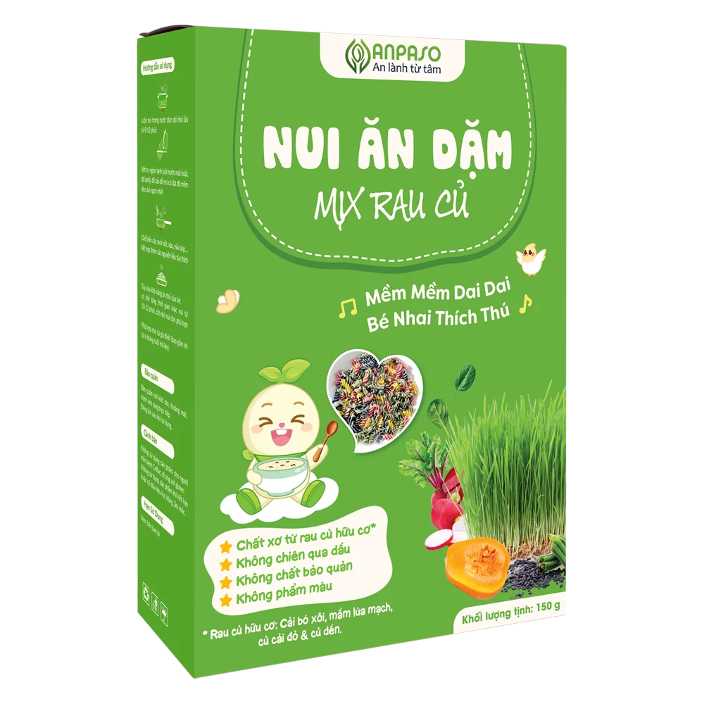 Combo 2 Nui ăn dặm mix rau củ Anpaso 150g