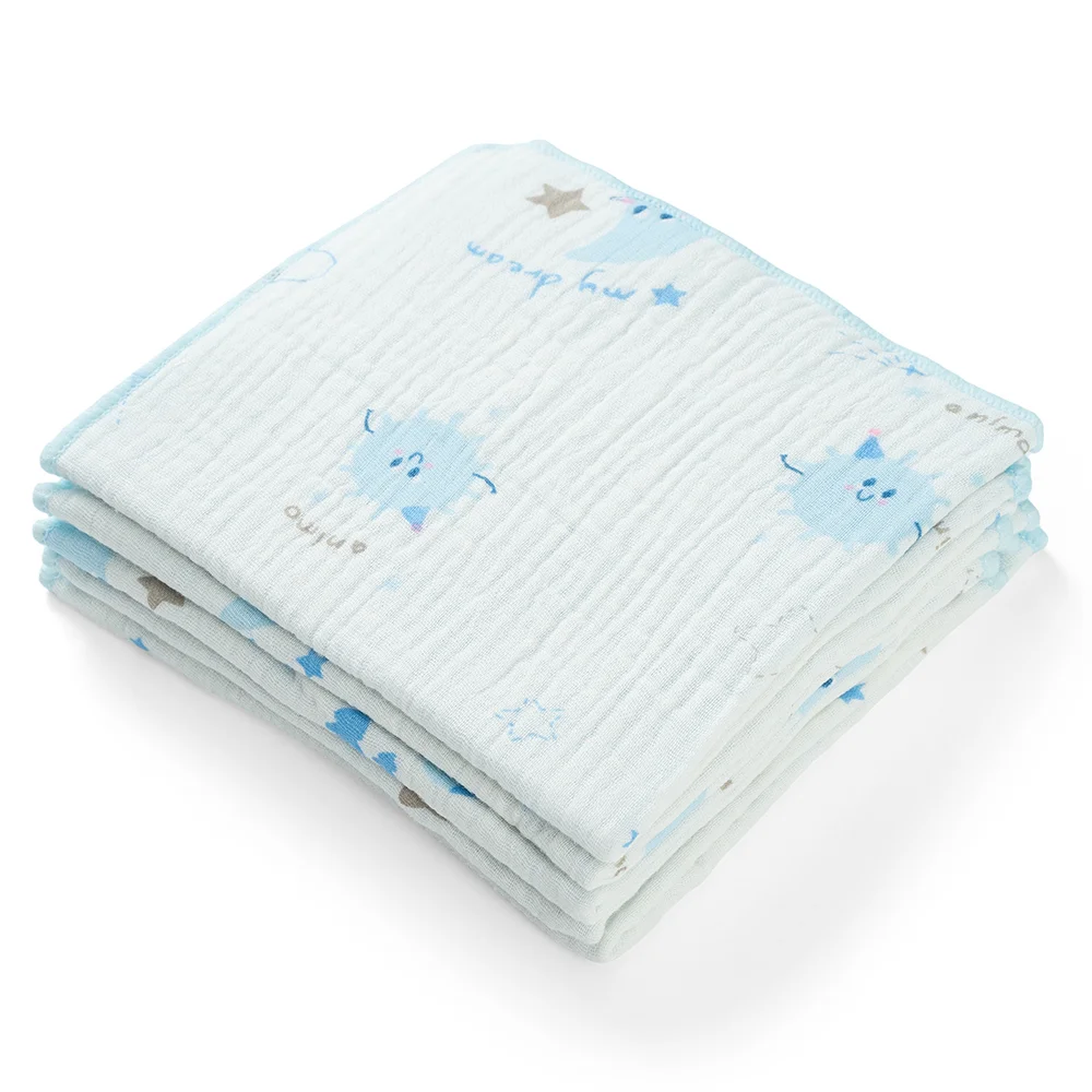 Khăn sữa xô nhăn Cotton 4 lớp Animo T2304_NBA001 (25x28cm,5 cái,Giao mẫu ngẫu nhiên)