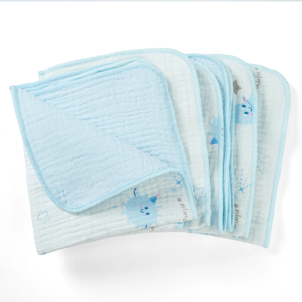 Khăn sữa xô nhăn Cotton 4 lớp Animo T2304_NBA001 (25x28cm,5 cái,Giao mẫu ngẫu nhiên)