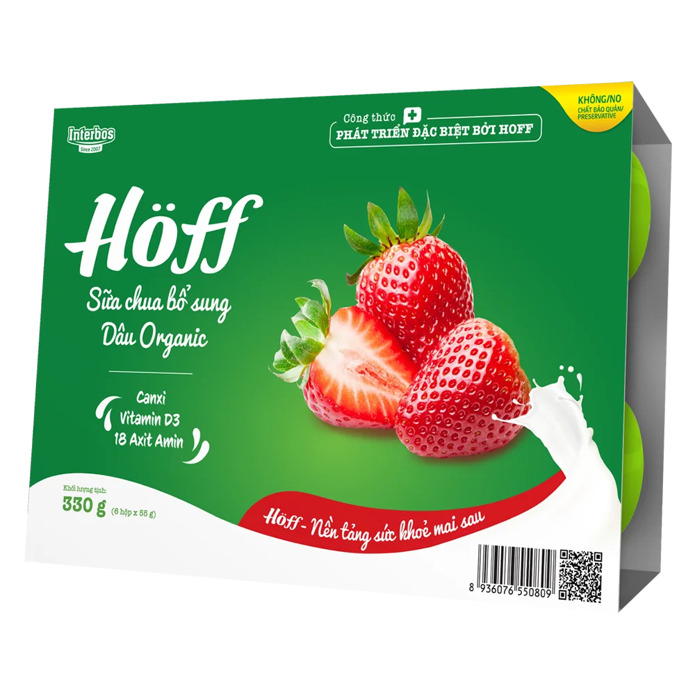Sữa chua trái cây HӦff - Bổ sung Dâu - Organic 55gr (Giao mẫu ngẫu nhiên)