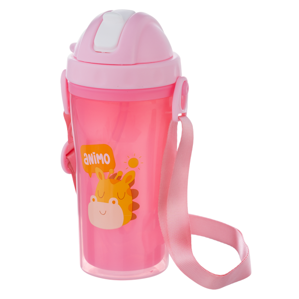 Bình tập uống PP 2 lớp kèm dây đeo Animo (340ml, hồng, RK3415A)