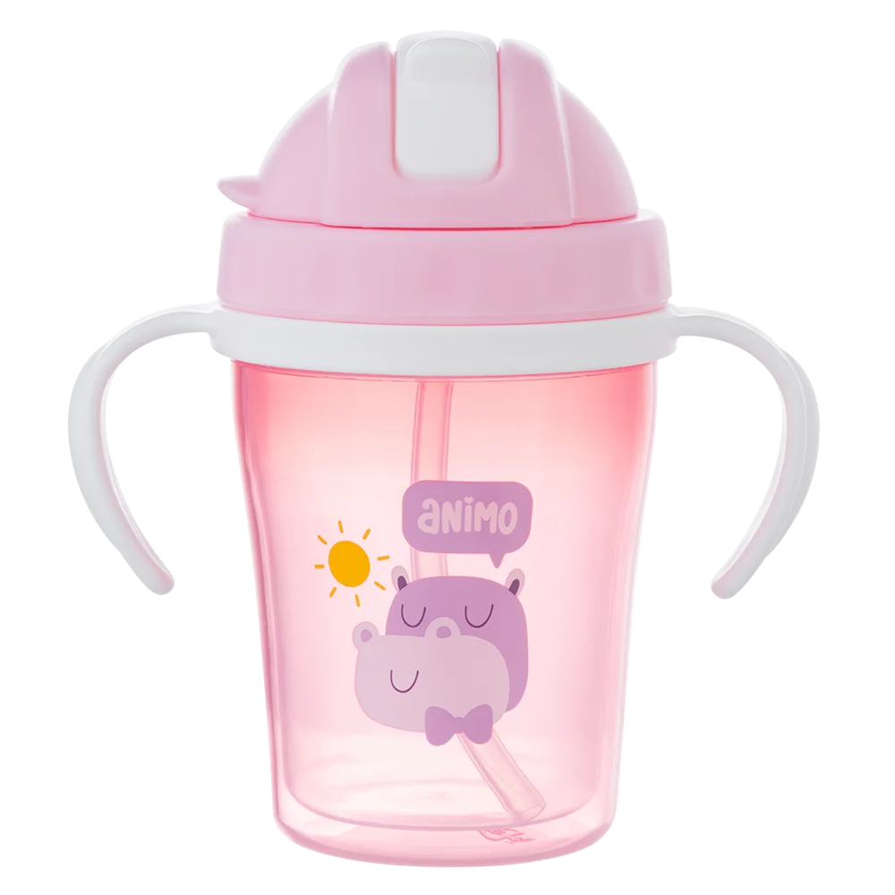 Combo 2 bình tập uống cách nhiệt Animo (240ml, hồng, tay cầm, RK-3431A)