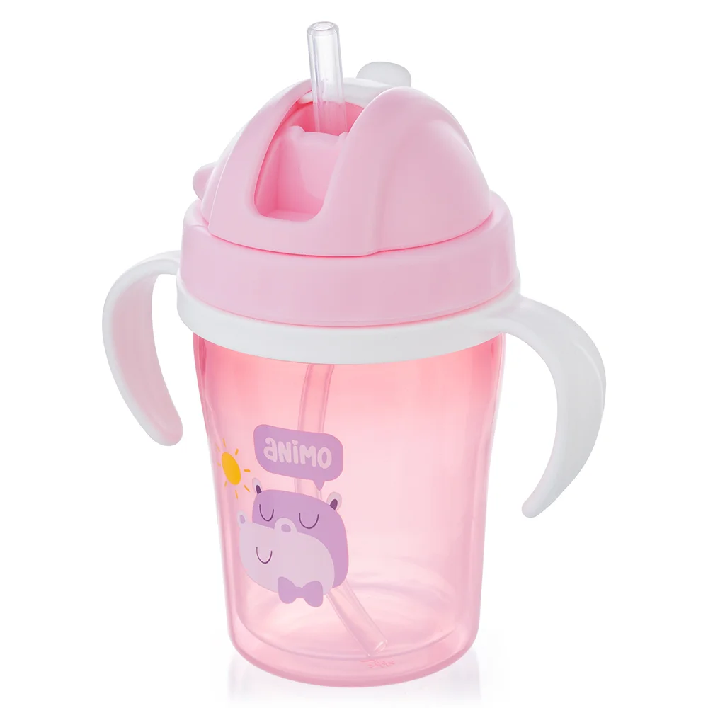 Combo 2 bình tập uống cách nhiệt Animo (240ml, hồng, tay cầm, RK-3431A)