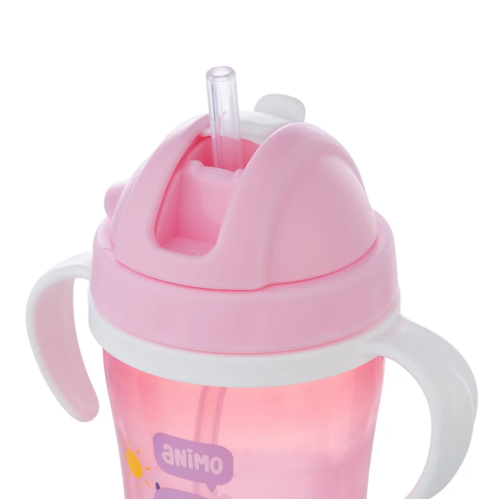 Combo 2 bình tập uống cách nhiệt Animo (240ml, hồng, tay cầm, RK-3431A)