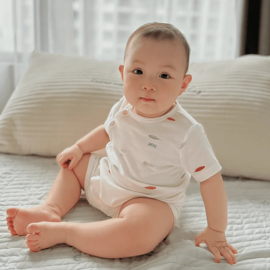 Bộ modal kháng khuẩn ngắn Animo HR VD0625010 (0-6M,Xám-trắng,NN06)