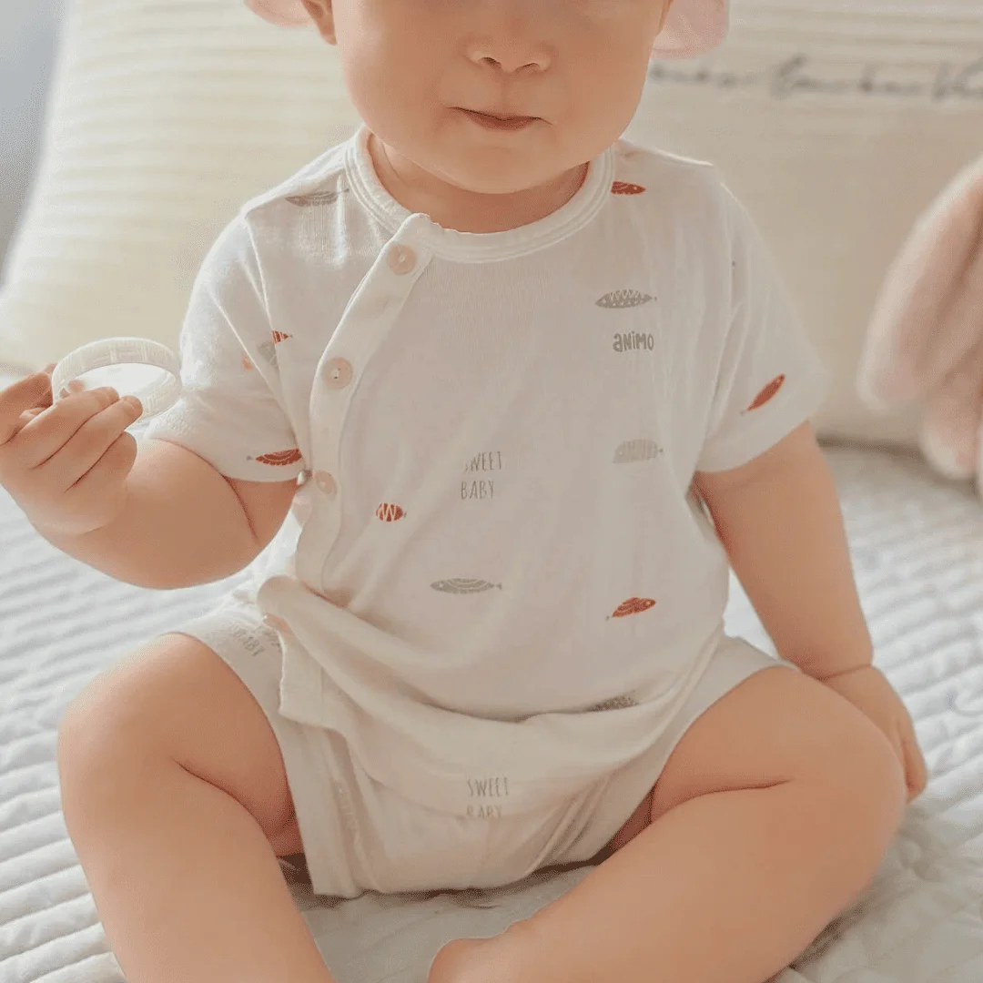 Bộ modal kháng khuẩn ngắn Animo HR VD0525062 (0-6M, Trắng)