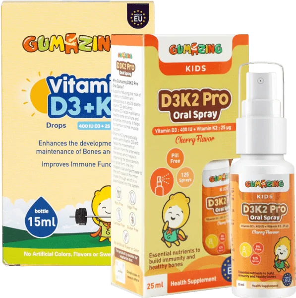 Combo 1 Thực phẩm bảo vệ sức khoẻ Gumazing D3K2 Pro Oral Spray 25ml và 1 Thực phẩm bảo vệ sức khoẻ Gumazing Vitamin D3K2 Drops
