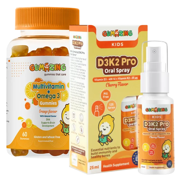 Combo 1 Thực phẩm bảo vệ sức khoẻ Gumazing D3K2 Pro Oral Spray 25ml và 1 TPBS Gumazing Multivitamin + Omega 3 Gummies