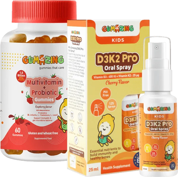 Combo 1 Thực phẩm bảo vệ sức khoẻ Gumazing D3K2 Pro Oral Spray 25ml và 1 TPBS Gumazing Multivitamin + Probiotic Gummies