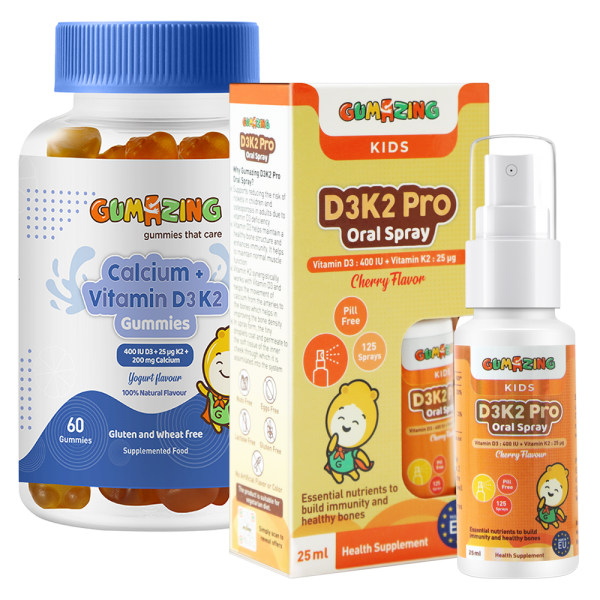 Combo 1 Thực phẩm bảo vệ sức khoẻ Gumazing D3K2 Pro Oral Spray 25ml và 1 TPBS Gumazing Calcium + Vitamin D3K2 Gummies