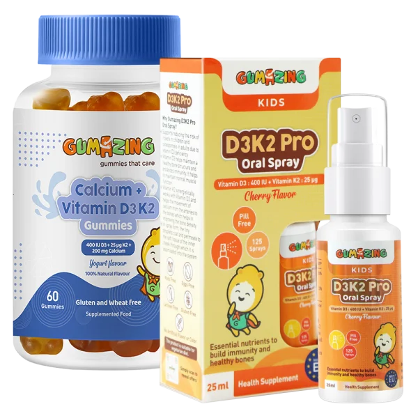 Combo 1 Thực phẩm bảo vệ sức khoẻ Gumazing D3K2 Pro Oral Spray 25ml và 1 TPBS Gumazing Calcium + Vitamin D3K2 Gummies