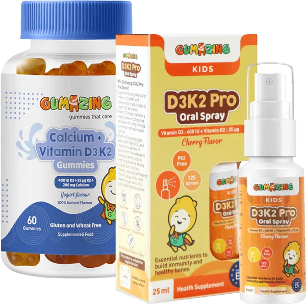Combo 1 Thực phẩm bảo vệ sức khoẻ Gumazing D3K2 Pro Oral Spray 25ml và 1 TPBS Gumazing Calcium + Vitamin D3K2 Gummies
