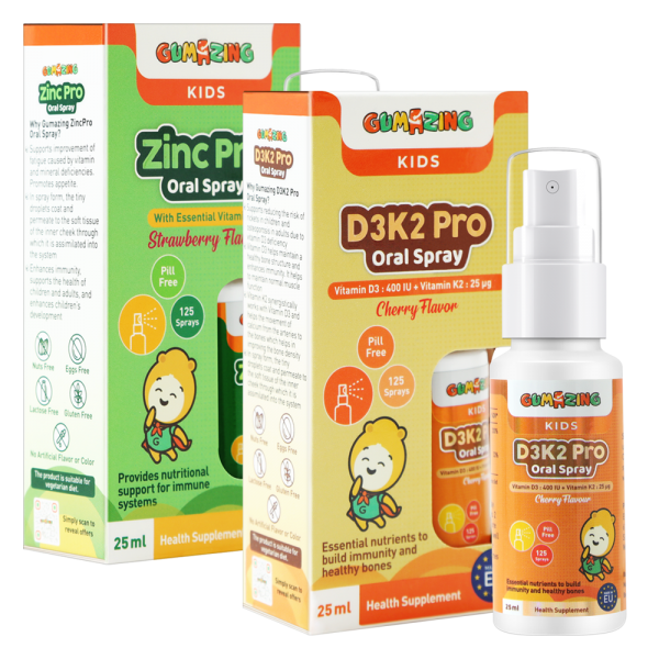 Combo 1 Thực phẩm bảo vệ sức khoẻ Gumazing D3K2 Pro Oral Spray 25ml và 1 Thực phẩm bảo vệ sức khoẻ Gumazing Zinc Pro Oral Spray 25ml