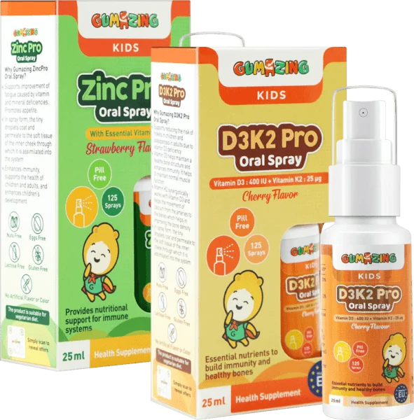 Combo 1 Thực phẩm bảo vệ sức khoẻ Gumazing D3K2 Pro Oral Spray 25ml và 1 Thực phẩm bảo vệ sức khoẻ Gumazing Zinc Pro Oral Spray 25ml