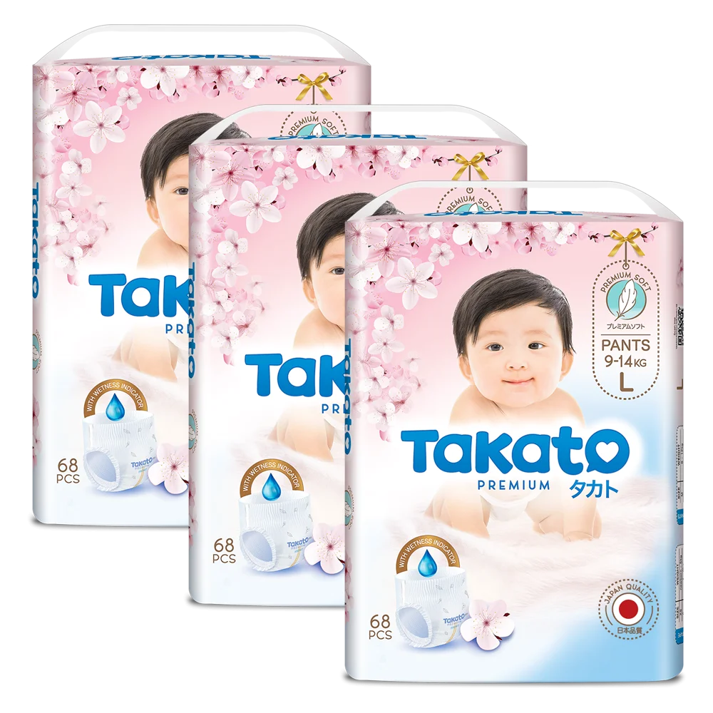 Combo 3 Tã quần Takato siêu mềm mại (L, 68 miếng)