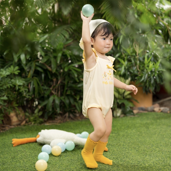 Bodysuit bé gái tam giác Animo VD0525002 (0-9M,Vàng,NN01)