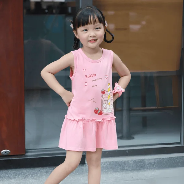 Đầm bé gái Animo Easy LU0525033 (1-4Y,Hồng đào,TT02)