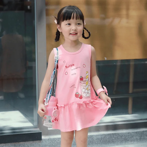 Đầm bé gái Animo Easy LU0525033 (1-4Y,Hồng đào,TT02)