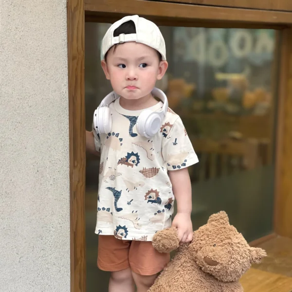 Bộ bé trai ngắn Animo Easy HN0525048 (1-4Y,Kem-nâu,TT04)