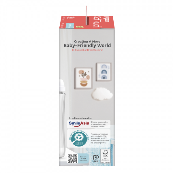 Bình Sữa Pigeon Thuỷ Tinh Softouch Baby Friendly World (240ml,M)