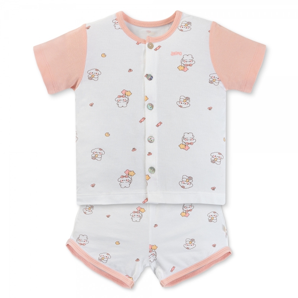 Set 2 Bộ kháng khuẩn Modal ngắn Animo BMC0525024 (0-24M,Dâu-trắng,NN06)