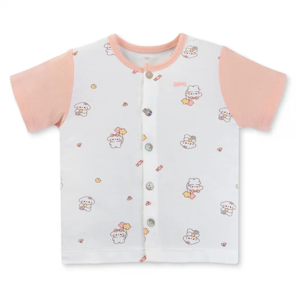 Set 2 Bộ kháng khuẩn Modal ngắn Animo BMC0525024 (0-24M,Dâu-trắng,NN06)