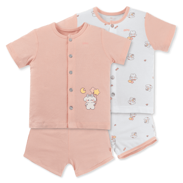 Set 2 Bộ kháng khuẩn Modal ngắn Animo BMC0525024 (0-24M,Dâu-trắng,NN06)