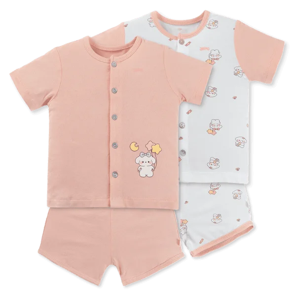 Set 2 Bộ kháng khuẩn Modal ngắn Animo BMC0525024 (0-24M,Dâu-trắng,NN06)