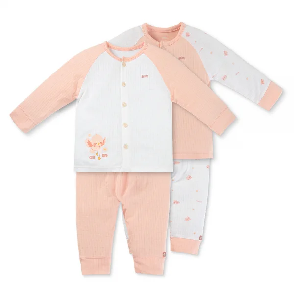 Set 2 bộ rayon chống muỗi dài Animo VD0525018 (0-24M,Hồng-trắng,NN06)