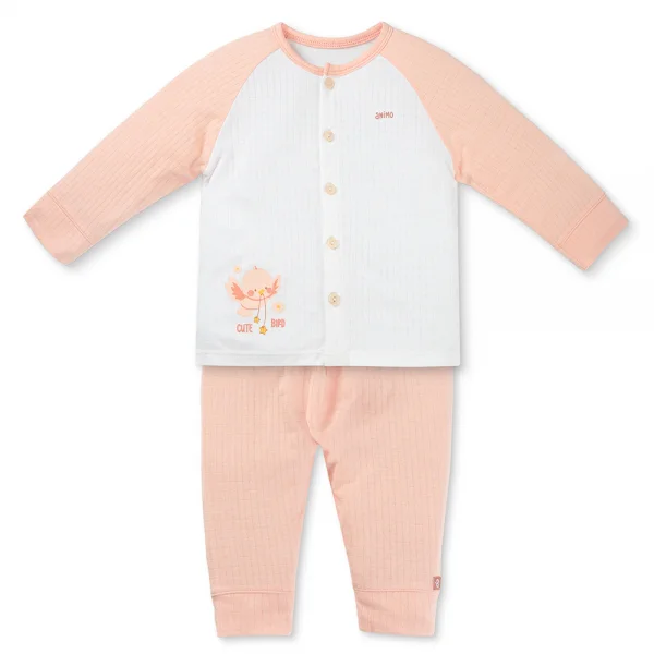 Set 2 bộ rayon chống muỗi dài Animo VD0525018 (0-24M,Hồng-trắng,NN06)