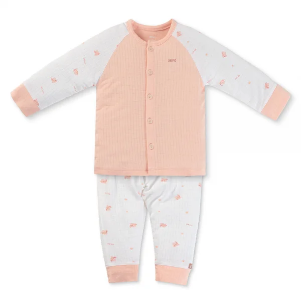 Set 2 bộ rayon chống muỗi dài Animo VD0525018 (0-24M,Hồng-trắng,NN06)