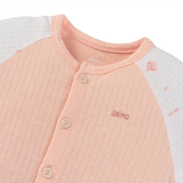 Set 2 bộ rayon chống muỗi dài Animo VD0525018 (0-24M,Hồng-trắng,NN06)