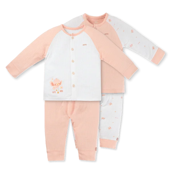 Set 2 bộ rayon chống muỗi dài Animo VD0525018 (0-24M,Hồng-trắng,NN06)