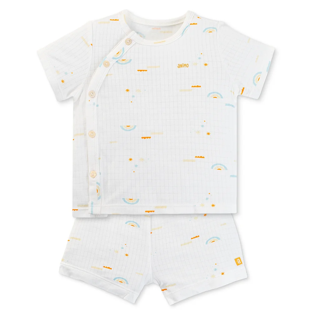 Set 2 bộ rayon chống muỗi ngắn Animo VD0425030 (0-24M,Vàng-trắng,NN06)