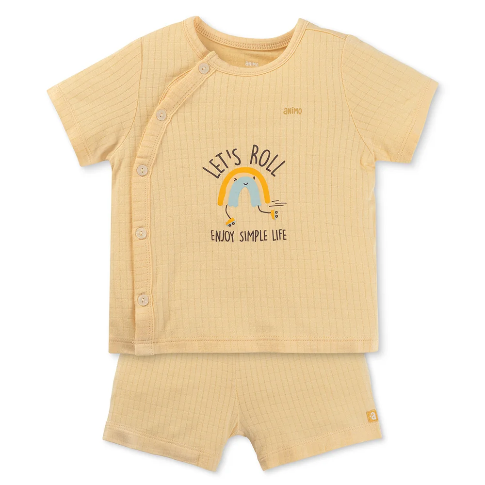 Set 2 bộ rayon chống muỗi ngắn Animo VD0425030 (0-24M,Vàng-trắng,NN06)