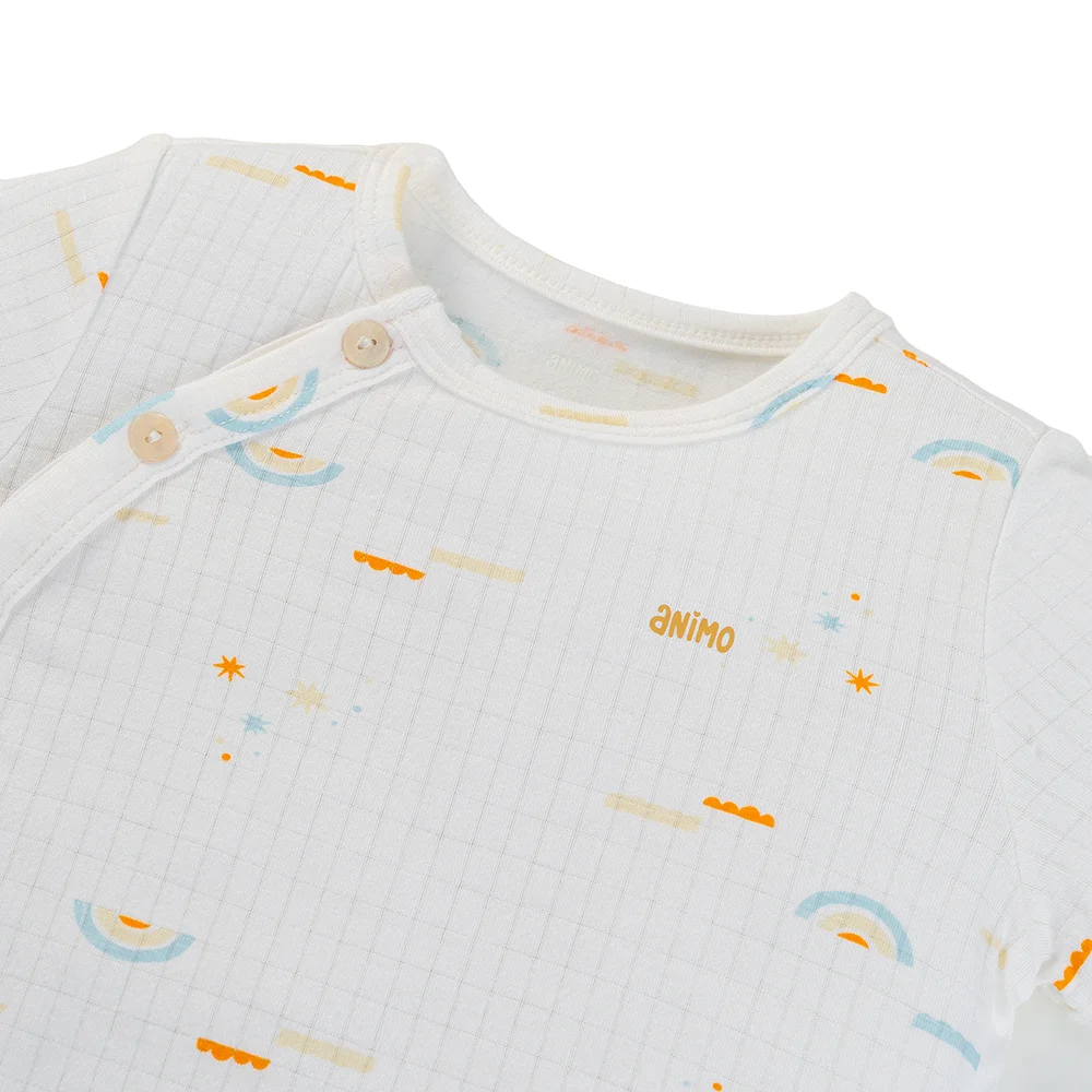 Set 2 bộ rayon chống muỗi ngắn Animo VD0425030 (0-24M,Vàng-trắng,NN06)