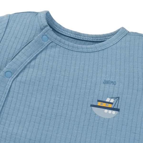 Set 2 bodysuit rayon chống muỗi đùi Animo VD0425039 (0-12M,Xanh-trắng,DD06)