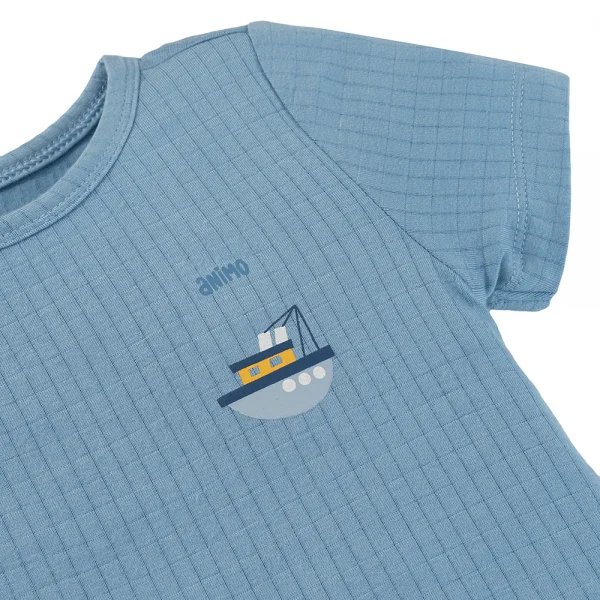 Set 2 bodysuit rayon chống muỗi đùi Animo VD0425039 (0-12M,Xanh-trắng,DD06)