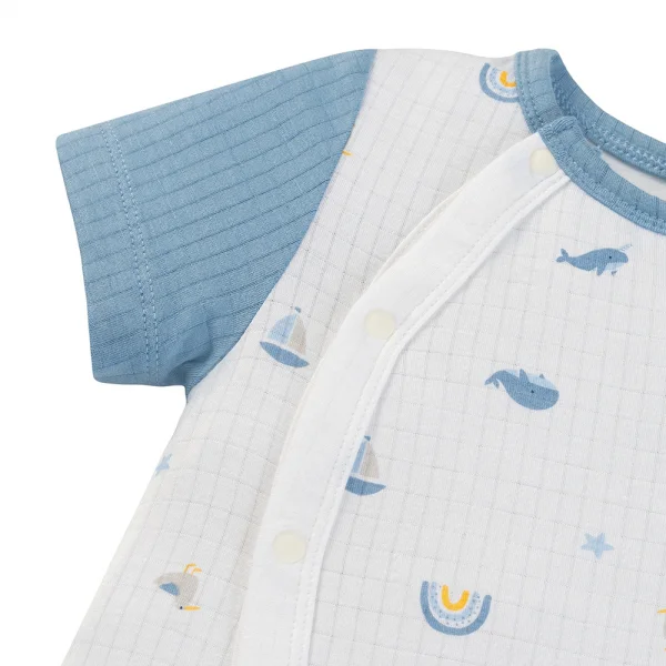 Set 2 bodysuit rayon chống muỗi đùi Animo VD0425039 (0-12M,Xanh-trắng,DD06)