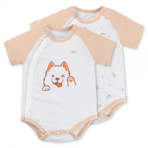 Set 2 bodysuit modal kháng khuẩn tam giác Animo VD0325033 (0-12M,Xanh-trắng,TT06)