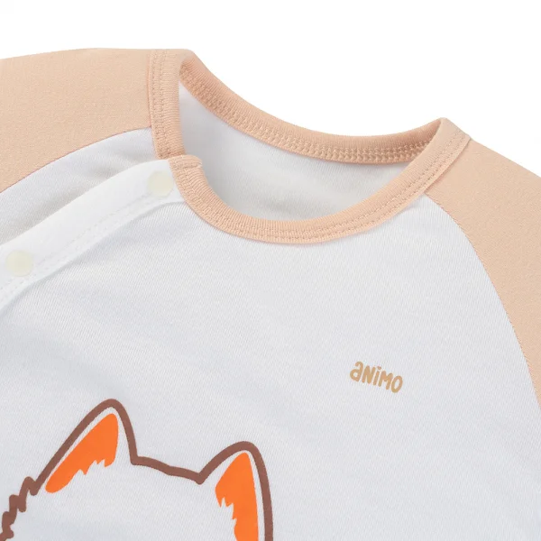 Set 2 bodysuit modal kháng khuẩn tam giác Animo VD0325033 (0-12M,Xanh-trắng,TT06)