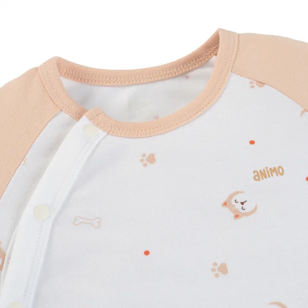 Set 2 bodysuit modal kháng khuẩn tam giác Animo VD0325033 (0-12M,Xanh-trắng,TT06)