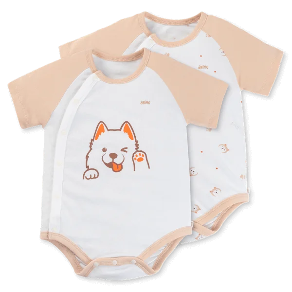 Set 2 bodysuit modal kháng khuẩn tam giác Animo VD0325033 (0-12M,Xanh-trắng,TT06)
