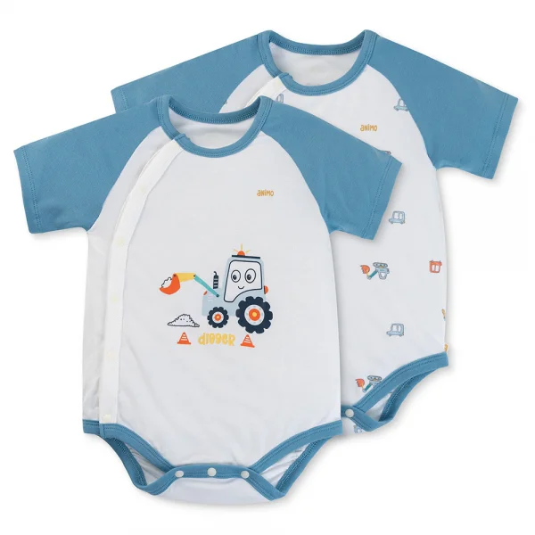 Set 2 bodysuit modal kháng khuẩn tam giác Animo VD0325032 (0-12M,Dương-trắng,DD06)