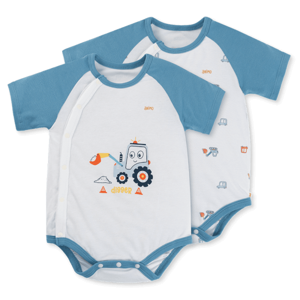 Set 2 bodysuit modal kháng khuẩn tam giác Animo VD0325032 (0-12M,Dương-trắng,DD06)
