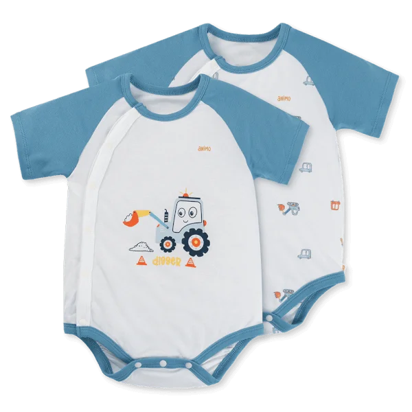 Set 2 bodysuit modal kháng khuẩn tam giác Animo VD0325032 (0-12M,Dương-trắng,DD06)