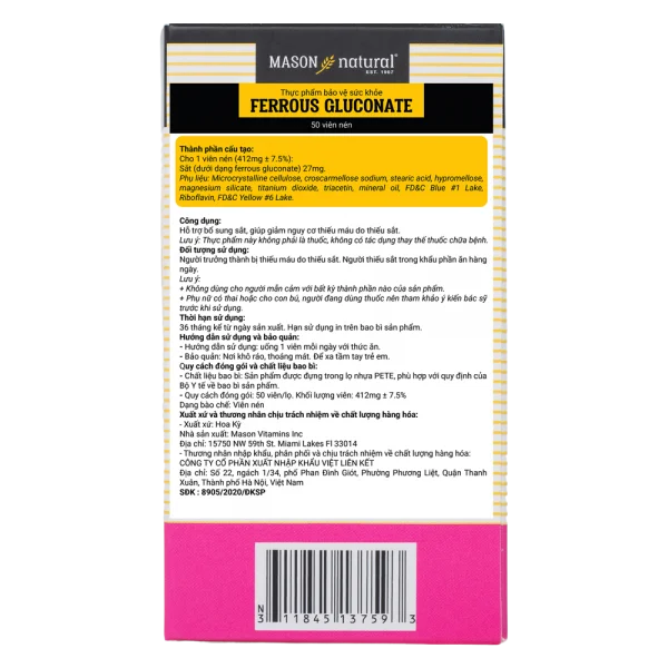 Sắt hữu cơ mát cho bà bầu Ferrous Gluconate